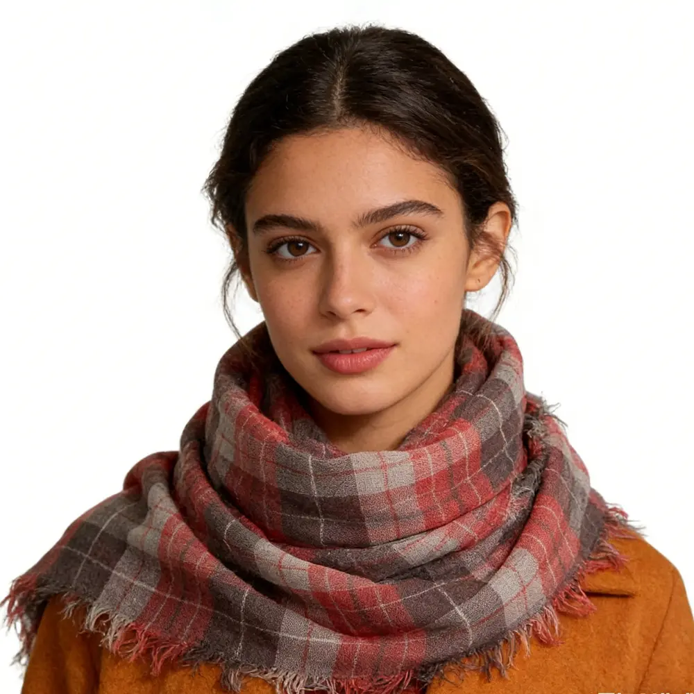 2pcs Lightweight Fashion Orange Red Yarn Dyed Scarf ,Luxe Look For Evening Wear,Scarf,vacation,daily Life,evening Party,Office Appropriate Subtlety For Women Me