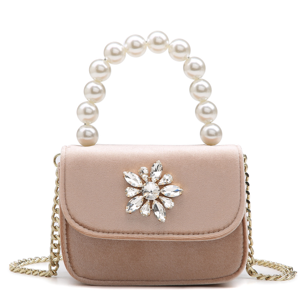 Women's Velvet Small Square Chain Shoulder Messenger Bag Apricot - Shop at LoveMi