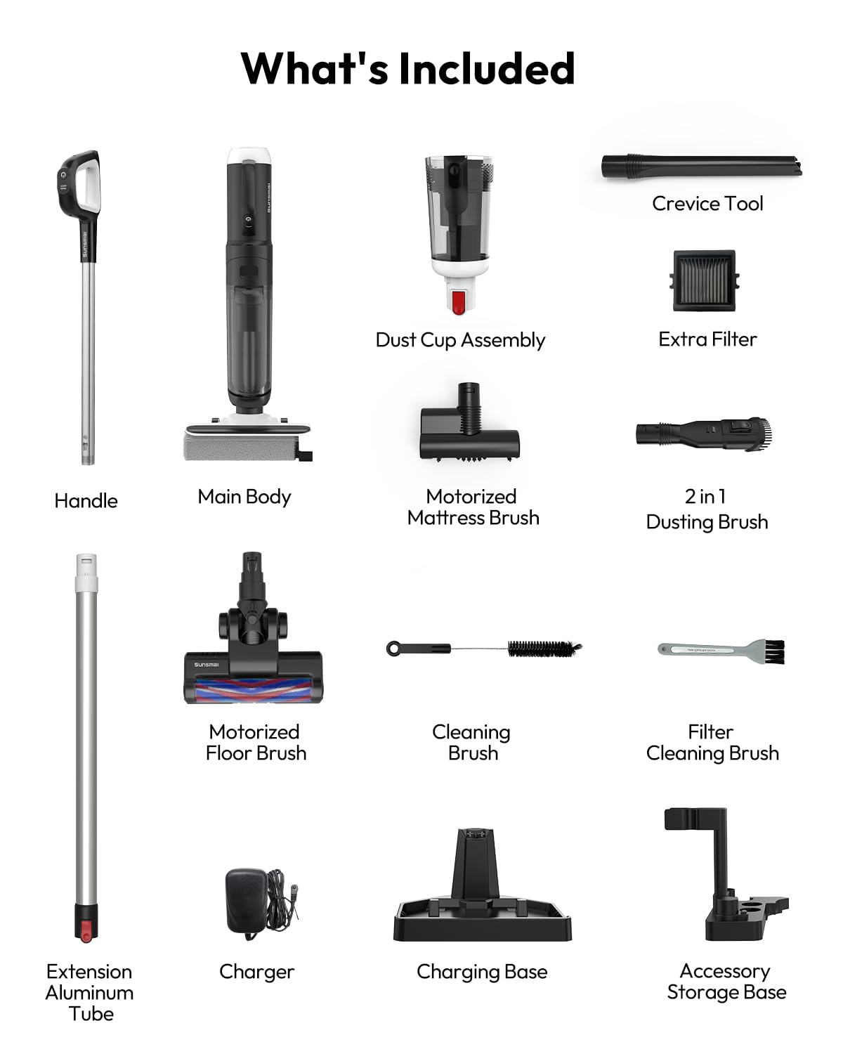 Sunsmai,Wet Dry Vacuum Cleaner,Boost-Assisted Vacuum Mop,Equipped With Self-Cleaning System,Detachable Handheld Brush Head, Crevice Cleaning, And Fabric Dusting, Apartment Essentials