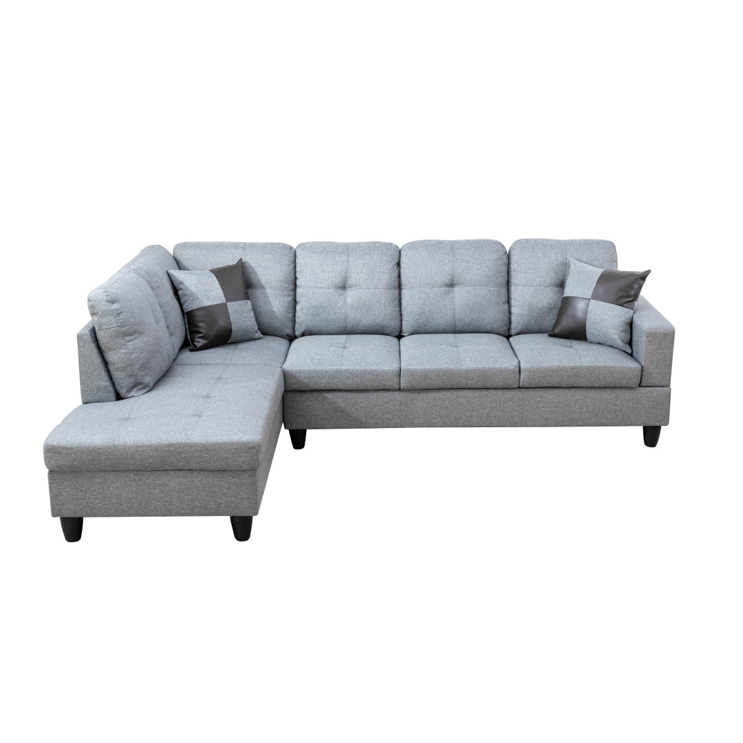 Pickup Only--Grey Linen 3-Piece Couch Living Room Sofa Set