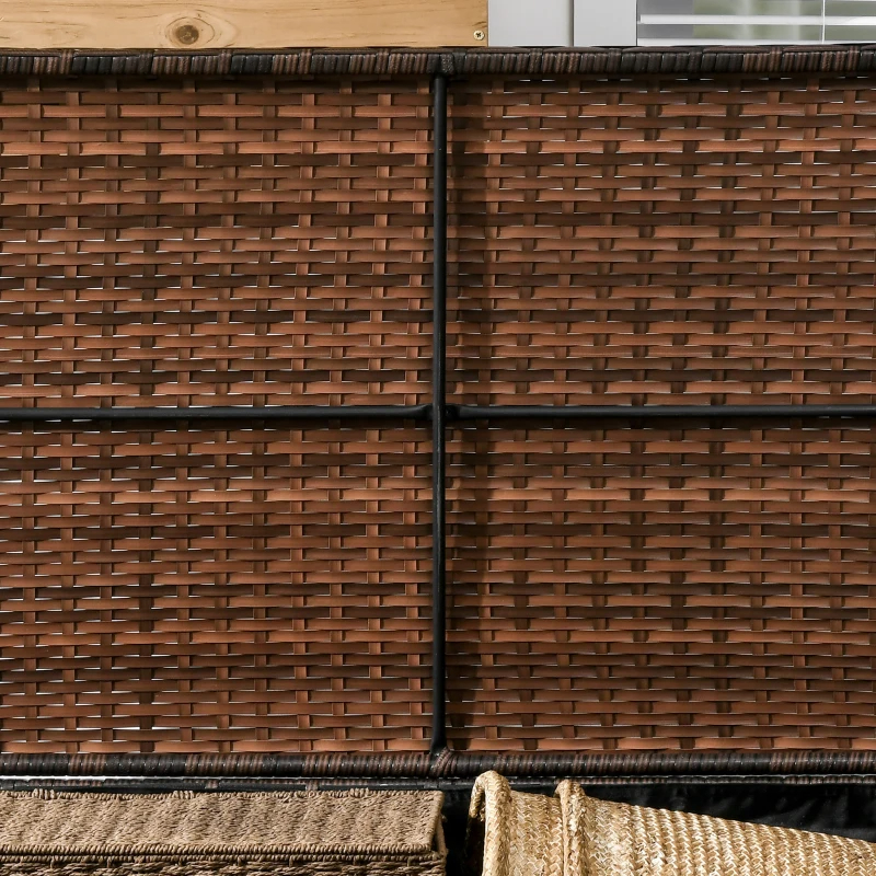 Outdoor Deck Box & Shoe Storage, PE Rattan Wicker Towel Rack With Liner For Indoor, Outdoor, Patio Furniture Cushions, Pool, Garden Tools, Brown