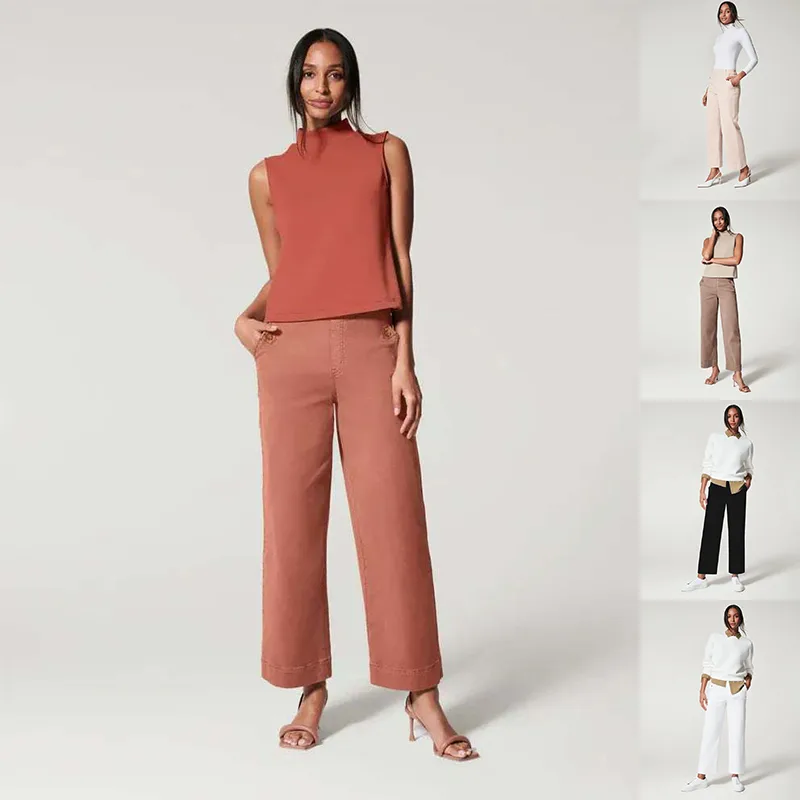 High Waist Pants Women's Casual Loose Straight Trousers Slender