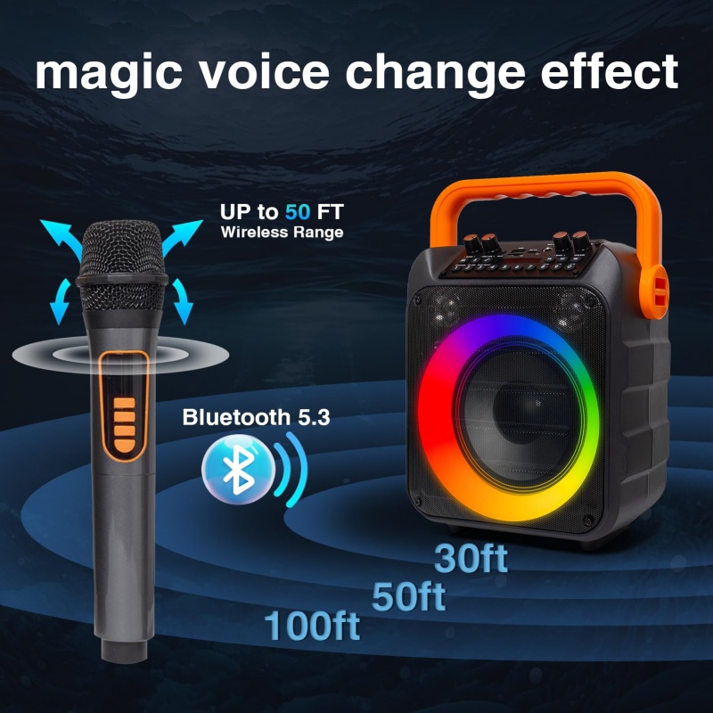 Karaoke Machine With 2 Wireless Microphones And RGB Color Lights,Karaoke... 15