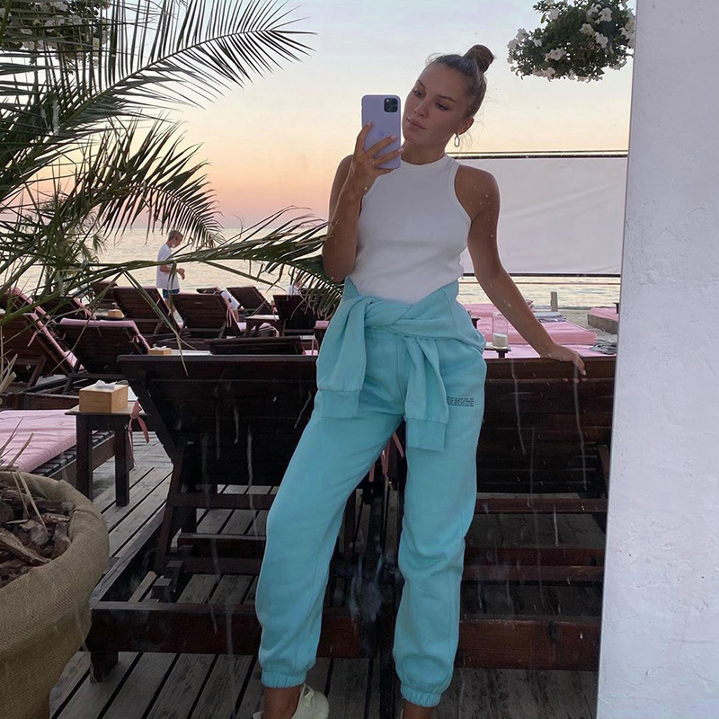 Fashion All match Loose Neutral Simple Pant Blue - Shop at LoveMi