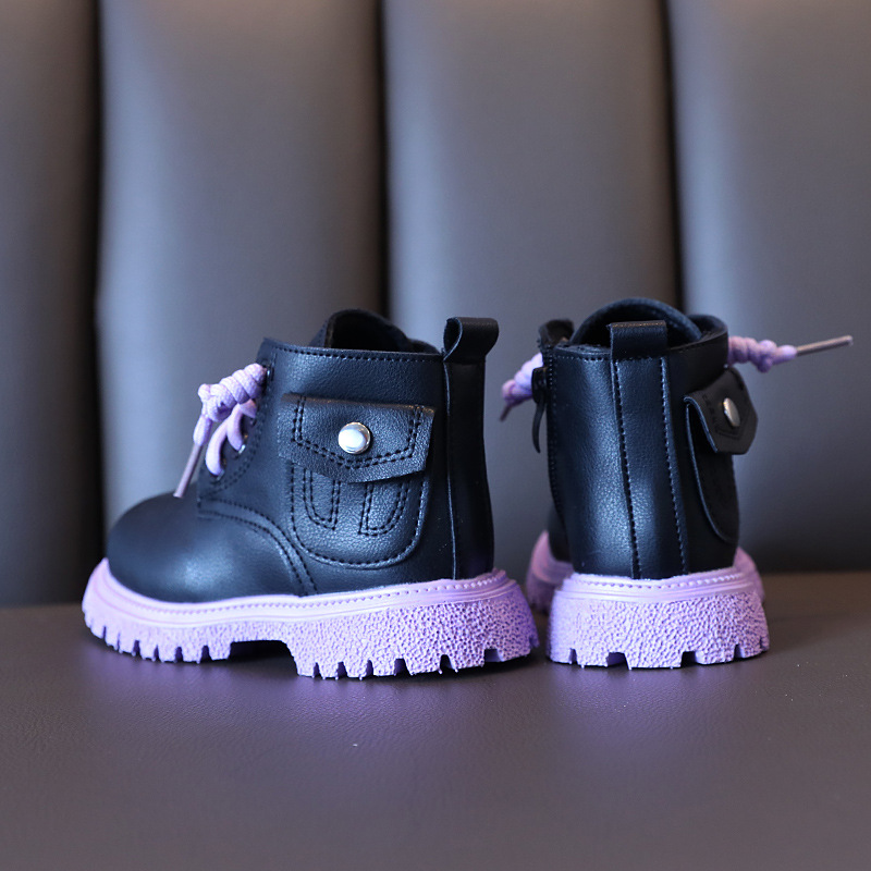 Fashion Simple Leather Children's Short Boots