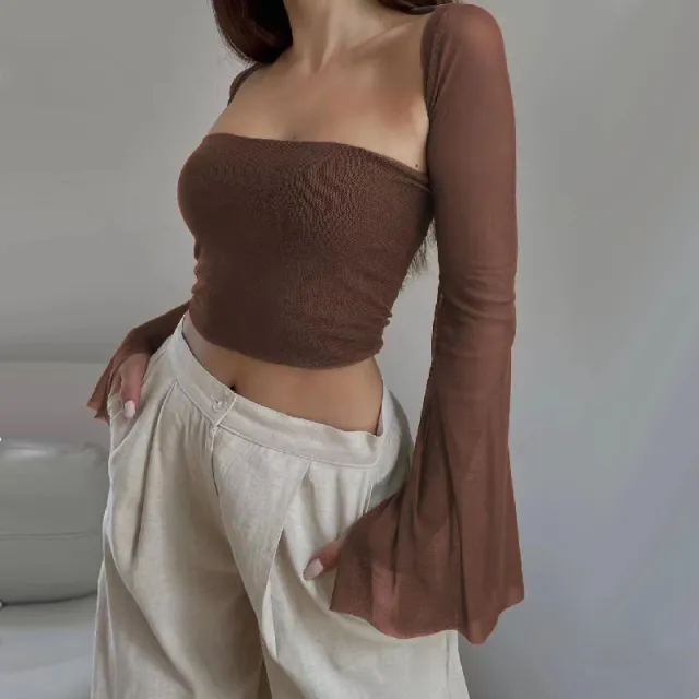 European And American Fashion Spice Girl Pure Desire Two piece Set Brown - Shop at LoveMi