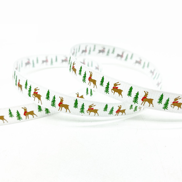 Size 5 10mm Christmas Ribbon Printed Grosgrain Ribbon