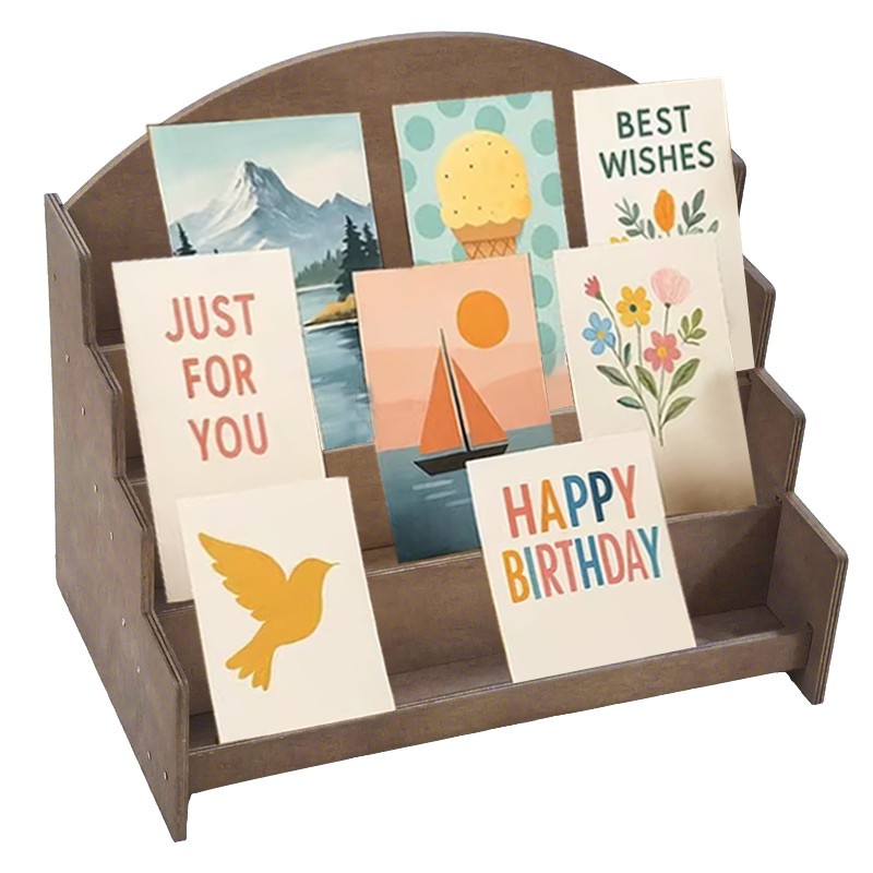 4-Tier Wooden Card Holder Greeting Display Stand For Retail, Postcards Z — image 8