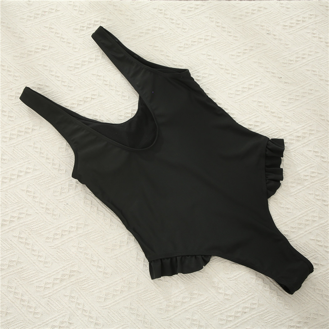 Fashion Temperament Ladies One-piece Swimsuit Black Lace Sexy Cute