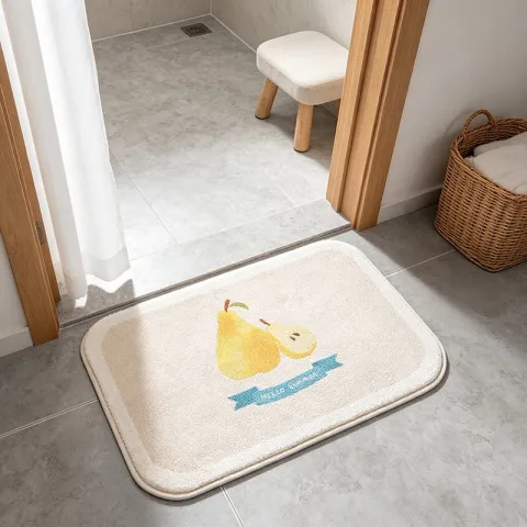 1pc Fruit Pattern Print Plush Bath Mat