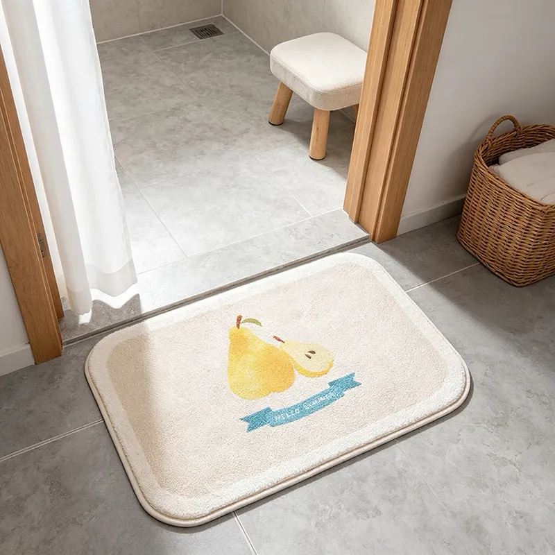 1pc Fruit Pattern Print Plush Bath Mat