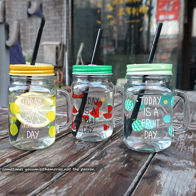 Juice Drink Bottle Handle Cup Portable Coffee Frosted Milk Tea Cup