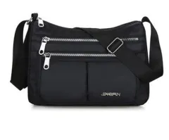 Large Capacity Shoulder Bags With Three Layers Of Zipper Design Women's Nylon Crossbody Bag Outdoor Shopping Mummy Messenger Bag - Black - View 1