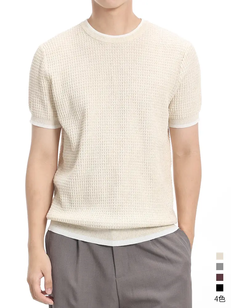 Men's Ice Silk Knitted Short-Sleeve T-Shirt