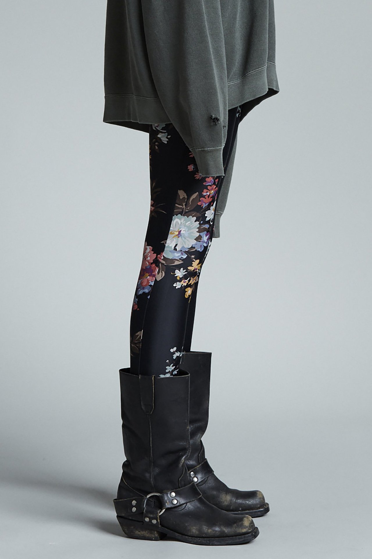 Retro Floral Butterfly Print Casual Skirted Legging Pants