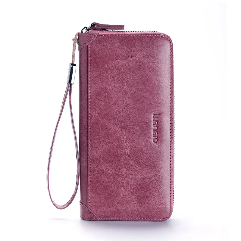 Korean Leather Vintage Clutch Bag - Purple
