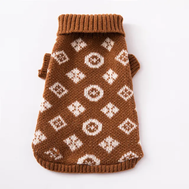 High neck Dog Sweater Summer Small And Medium sized Dog Pet Clothing Brown - Shop at LoveMi