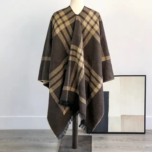 Women's Fashion Simple Double sided Shawl Brown - Shop at LoveMi