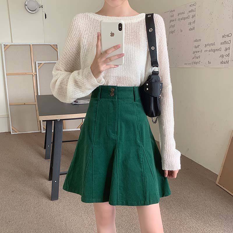A Line Retro Corduroy For Fall Winter Skirt