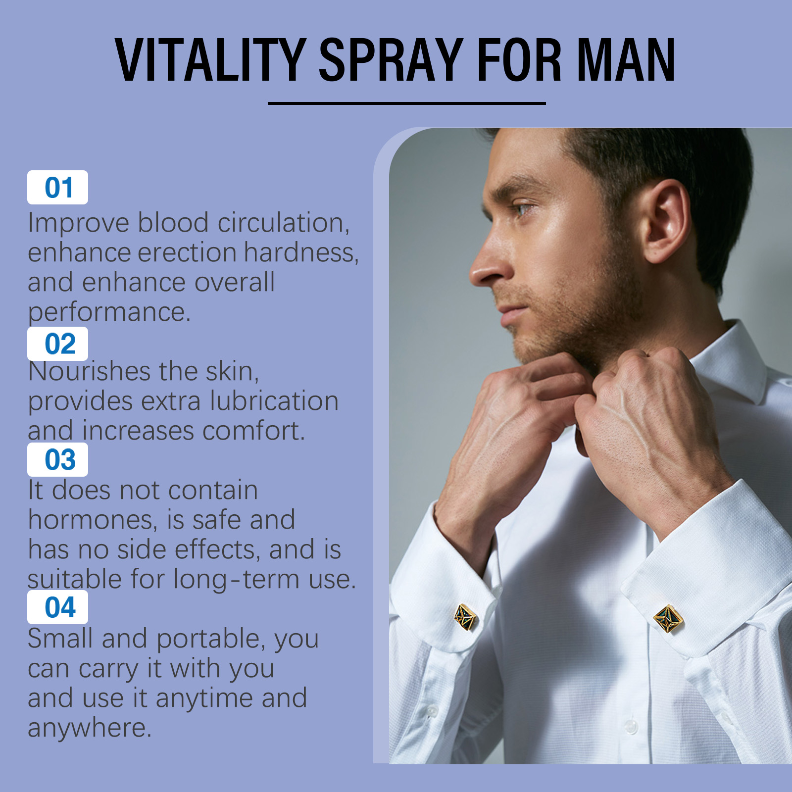 Men Vitality Intimate Spray With Epimedium, Ginseng & Maca Root Extracts, Enhance Stamina & Intimate Pleasure