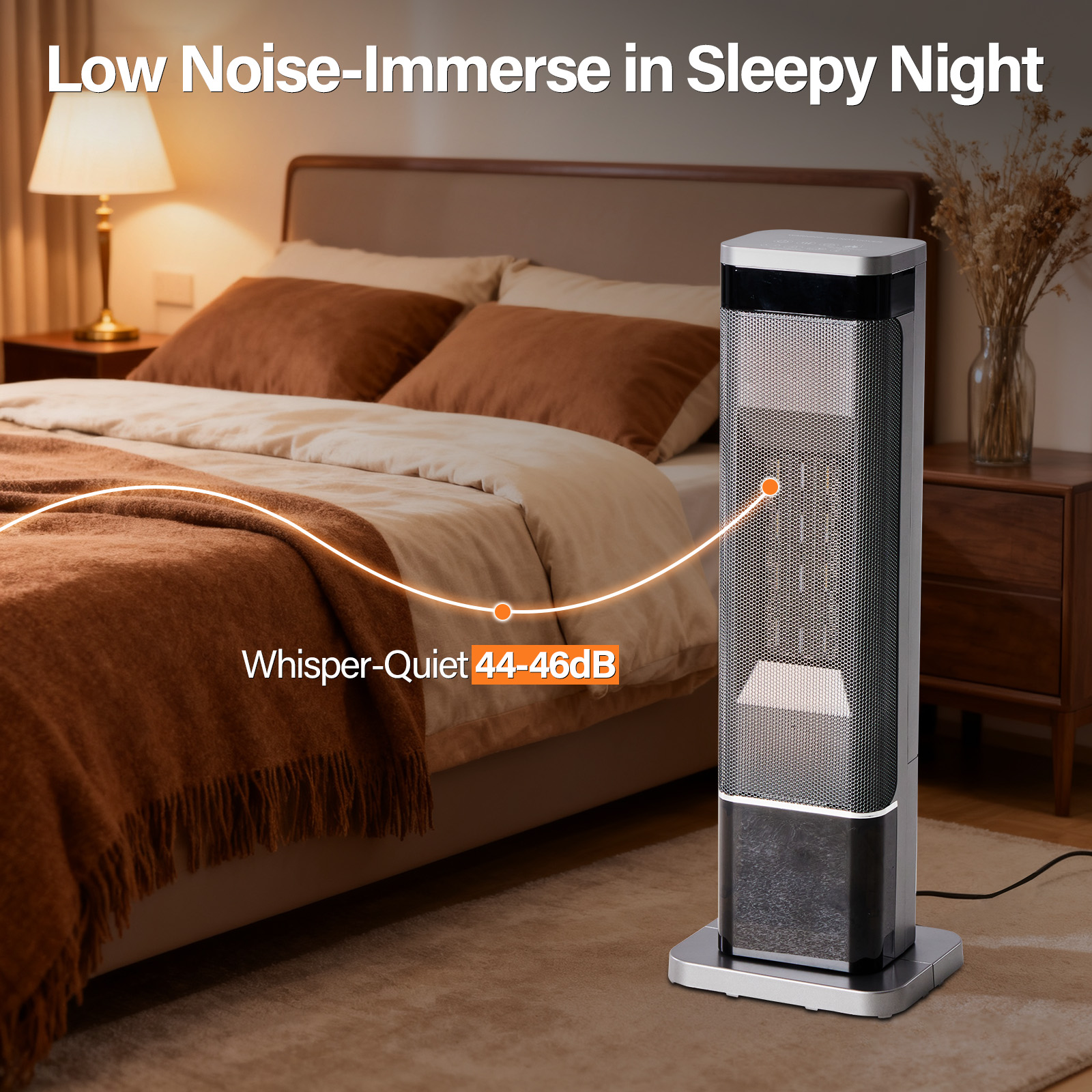 23inch Space Heaters For Indoor Use, Portable Heater With 7 Light Colors image 11