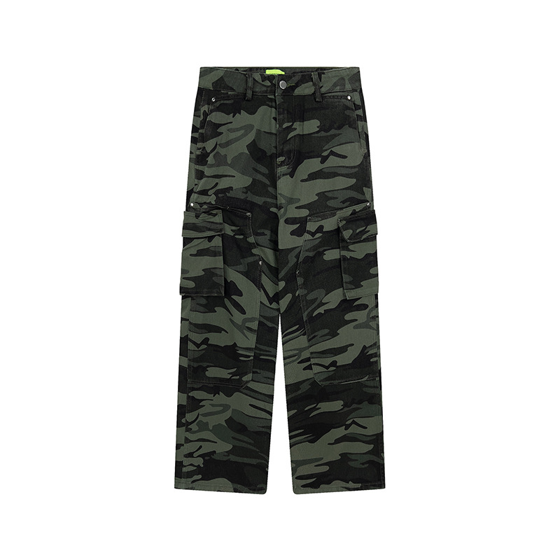 American Style High Street Loose Overalls Multi Pocket Pants