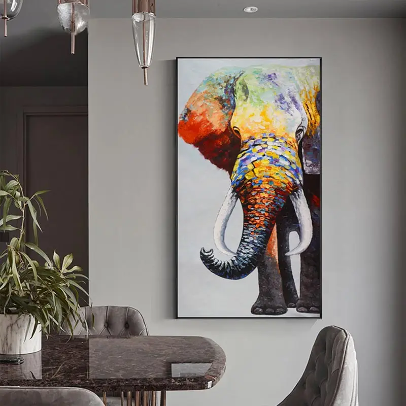 Abstract Elephant Oil Painting Canvas Animal Wall Home Living