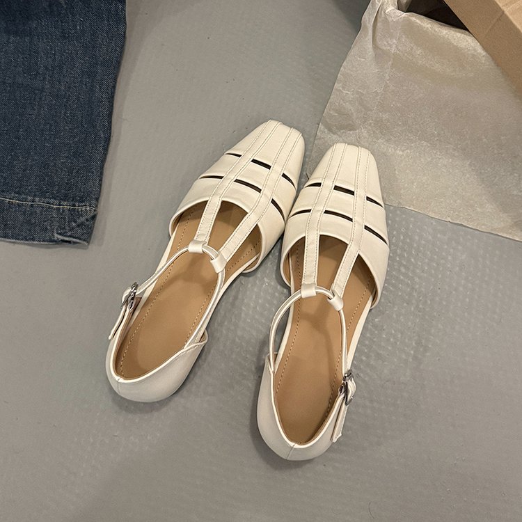 2026 Summer Women French Woven One-Strap Closed Toe Sandals, Invisible Height Increase Niche Roman Shoes product image