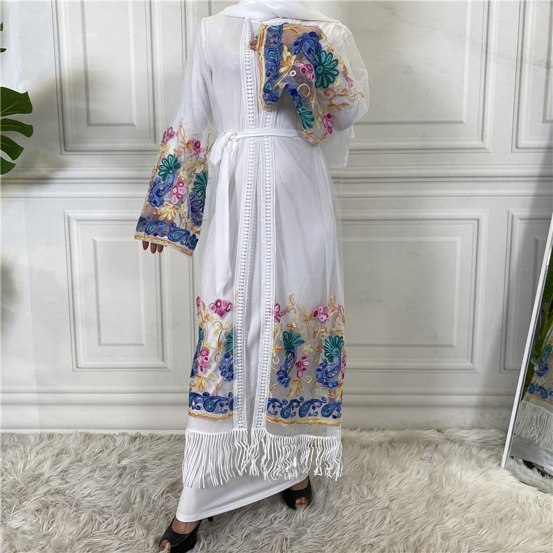 Women's Cardigan Embroidered Mesh Gown White Daffodils - Shop at LoveMi