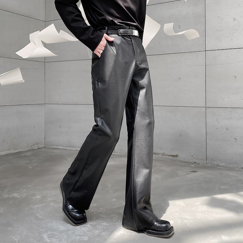 Title 2, Mens Fashion Casual PU Leather Suit Pants Comf...