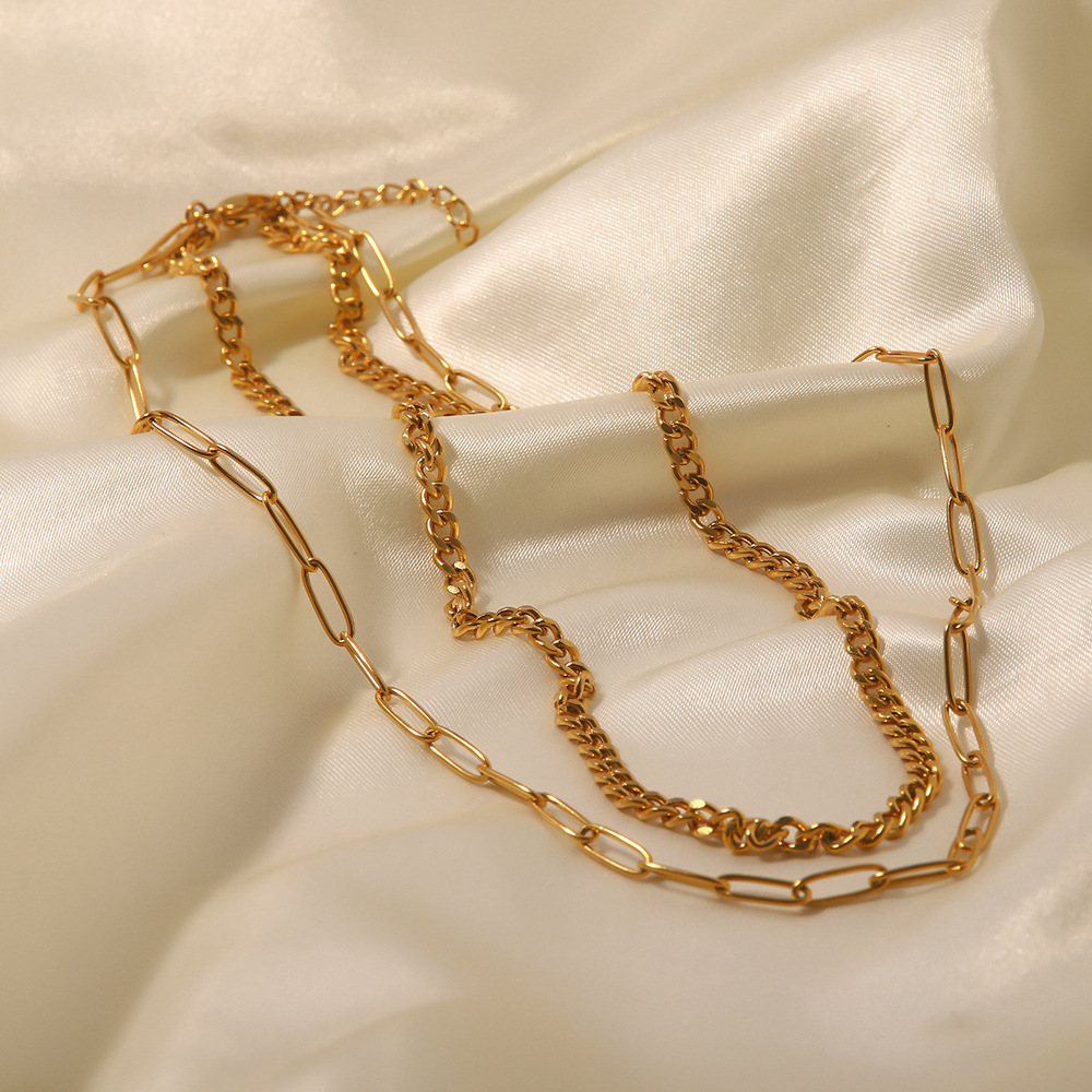 18K Gold Stainless Steel Double Layer Necklace