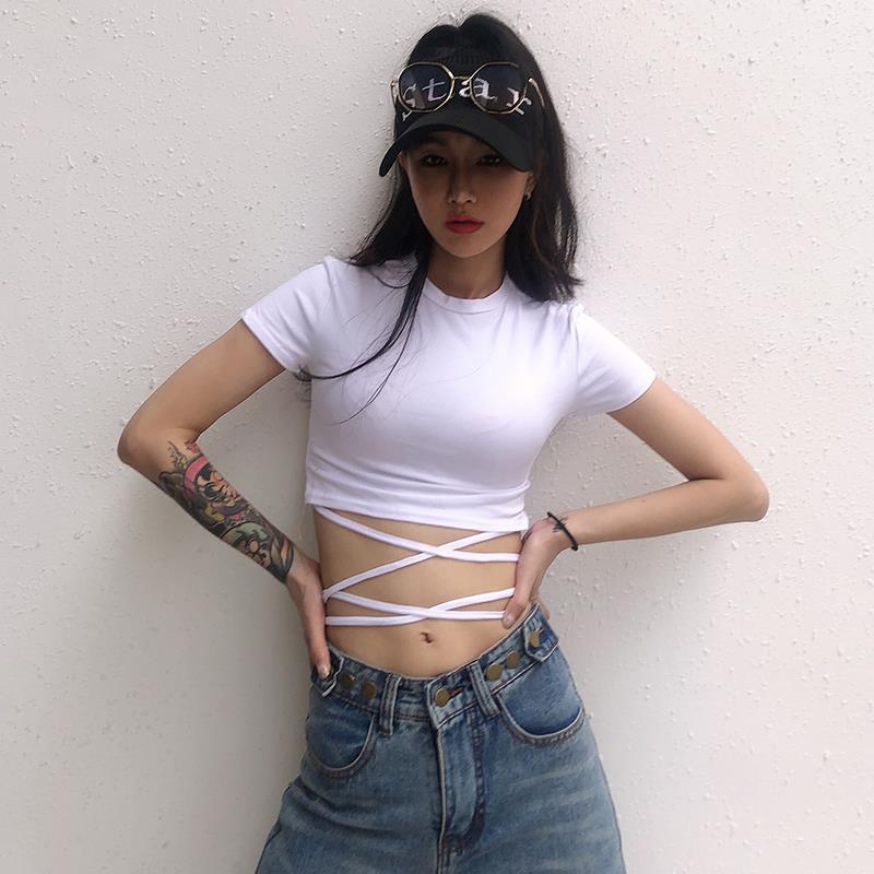 Women's Cropped Top Cropped Navel Bandage Short-sleeved T-shirt