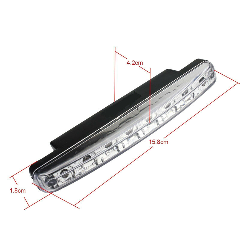 2Pcs 8 LED Daytime Running Lights Kit 12V 6000K-7000K White Ultra Slim DRL Driving Lamps