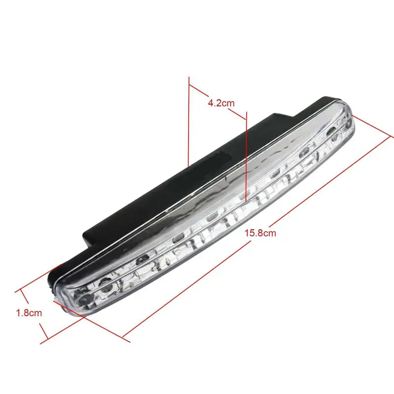 2Pcs 8 LED Daytime Running Lights Kit 12V 6000K-7000K White Ultra Slim DRL Driving Lamps