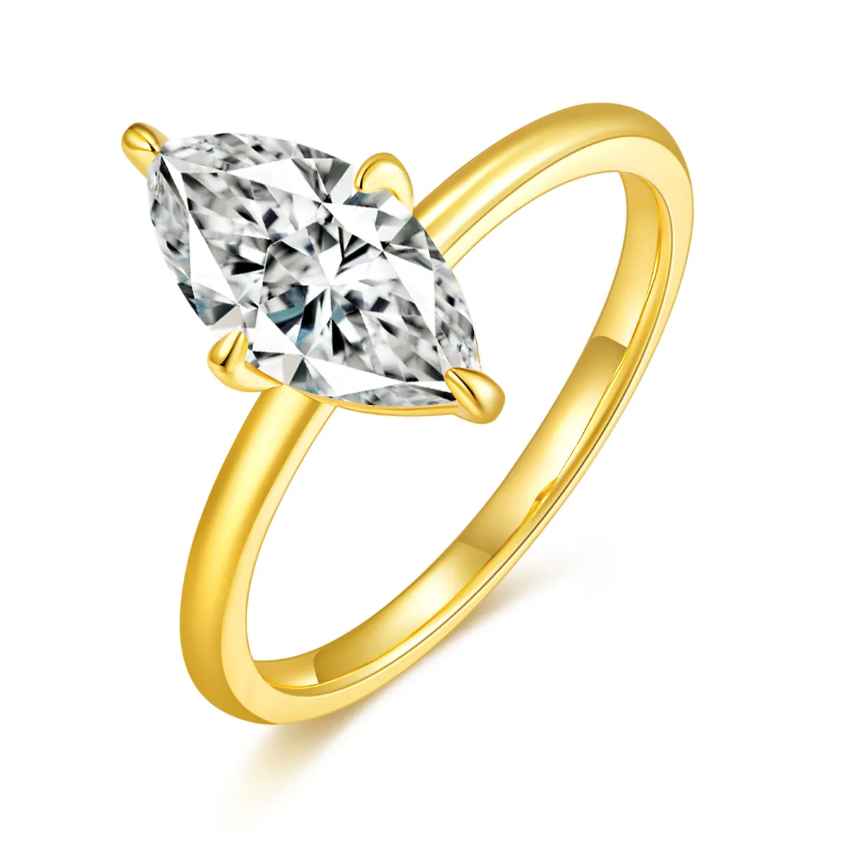 S925 Silver 2.0g Gold Plated 2.0ct Marquise