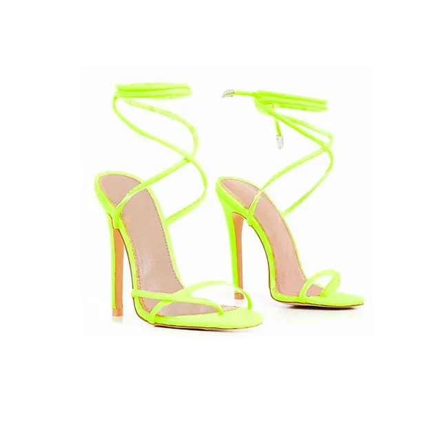 Fashion Cross Strap Fish Mouth Thick Heel Women Sandals Yellow - Shop at LoveMi