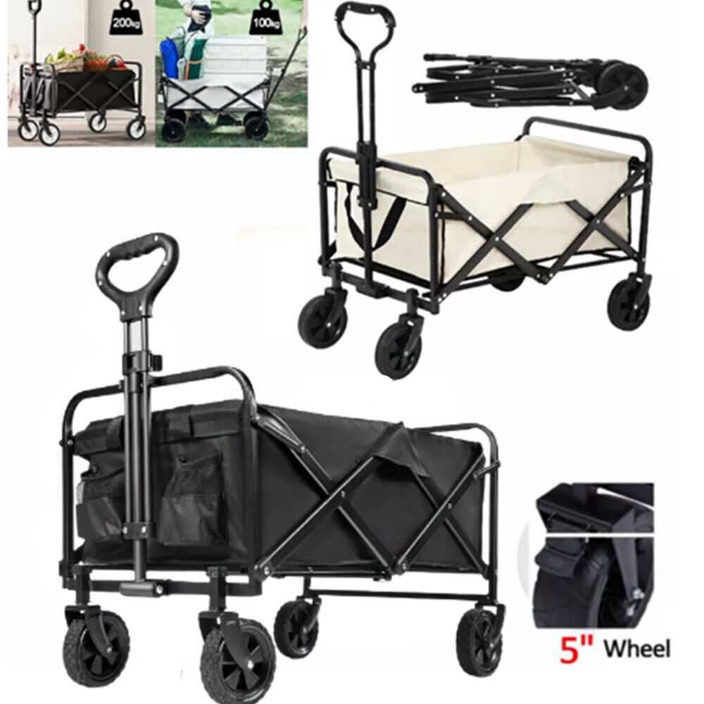 Large Foldable Outdoor Garden Beach Camping Trolley Cart 4 Wheel UK 10