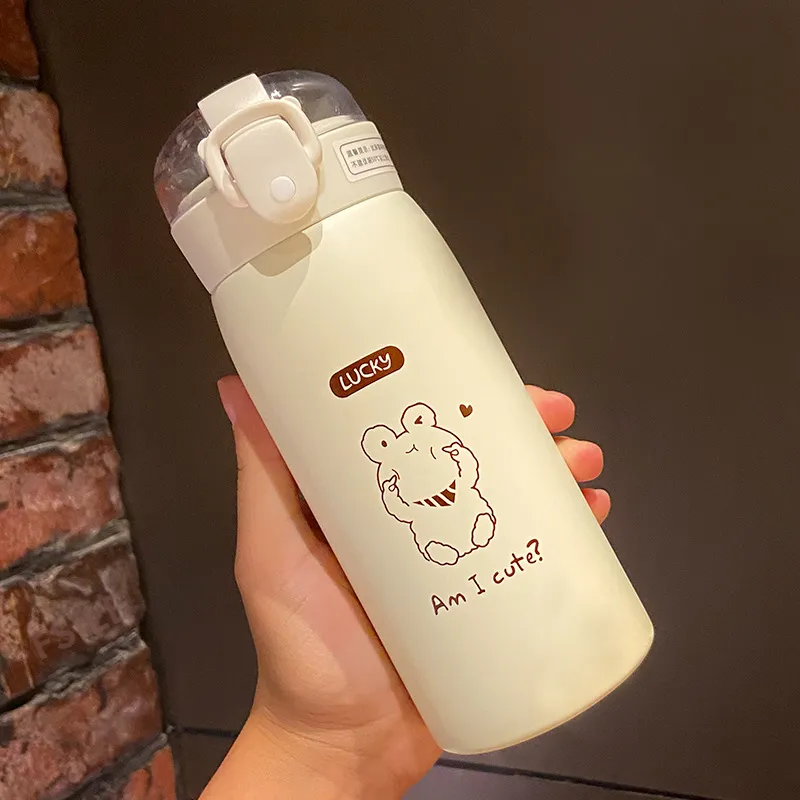 Simple Anti Drop Straw Portable Insulated Cup - White
