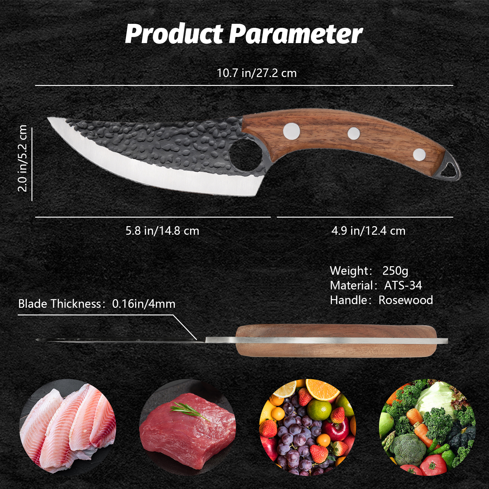 Viking Knife Japanese Professional Kitchen Knife Hand Forged Meat Cleaver Knife With Finger Hole And Heart Hanging Hole