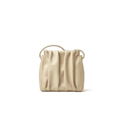Crossbody Solid Colour Pleated Cloud Bag - Apricot - View 1
