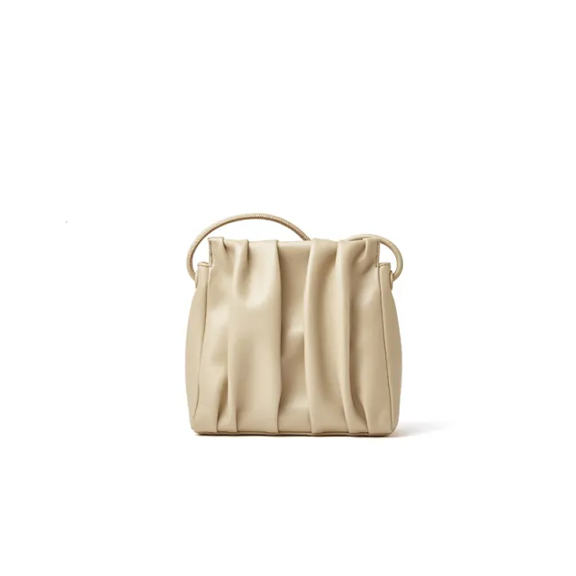 Crossbody Solid Color Pleated Cloud Bag Apricot - Shop at LoveMi