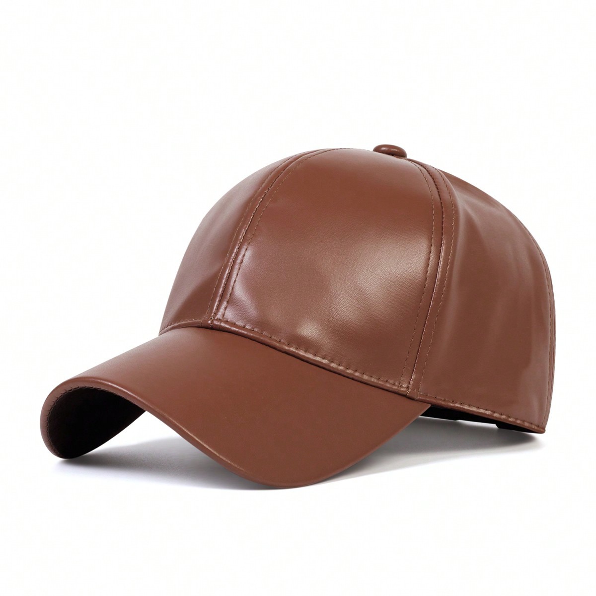 Men's And Women's Universal Solid-color PU Leather Glossy Board Adjustable Fashionable Retro Cool Baseball Cap Suitable For Daily Shopping, Traveling And Outdoor Outings