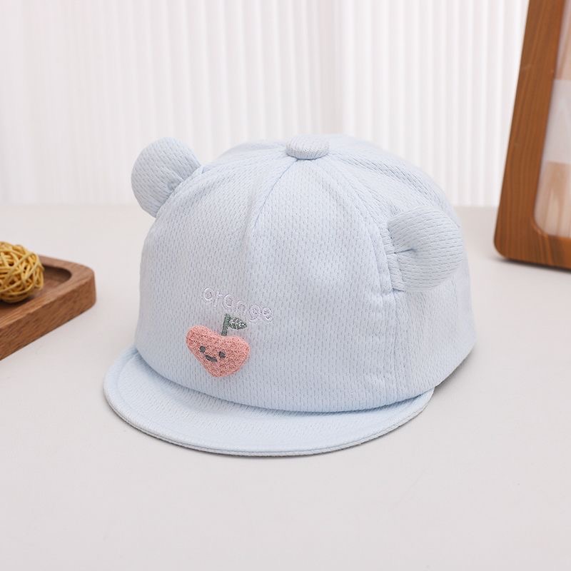 Spring And Summer Mesh Breathable Baby Soft Brimmed Bow Cap Embroidered Letters Cute Cherry Ears Baby Casual Sun Hat 2