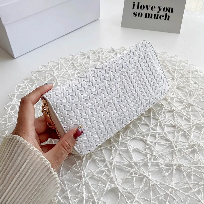 U Leather Pattern Clutch Bag Simple Fashion Lady Purse - White