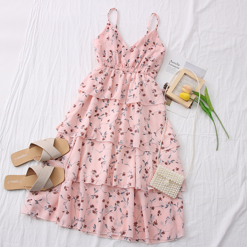 New Holiday Beach Sleeveless Cake Floral Dress