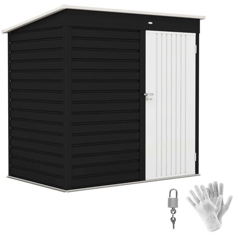 6' X 4' Outdoor Garden Shed, Metal Storage Shed With Lockable Door And Gloves For Backyard Garden Patio, Dark Gray Multiple Packages — foto 8