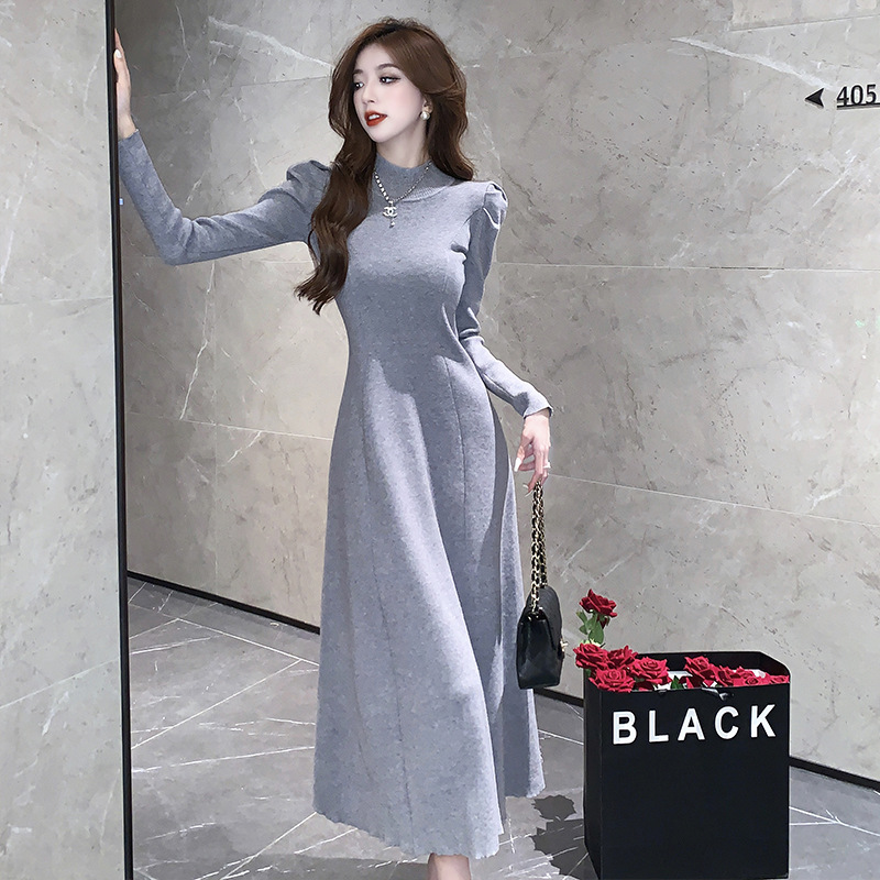 Coat Knitted Dress Women's Bubble Sleeve