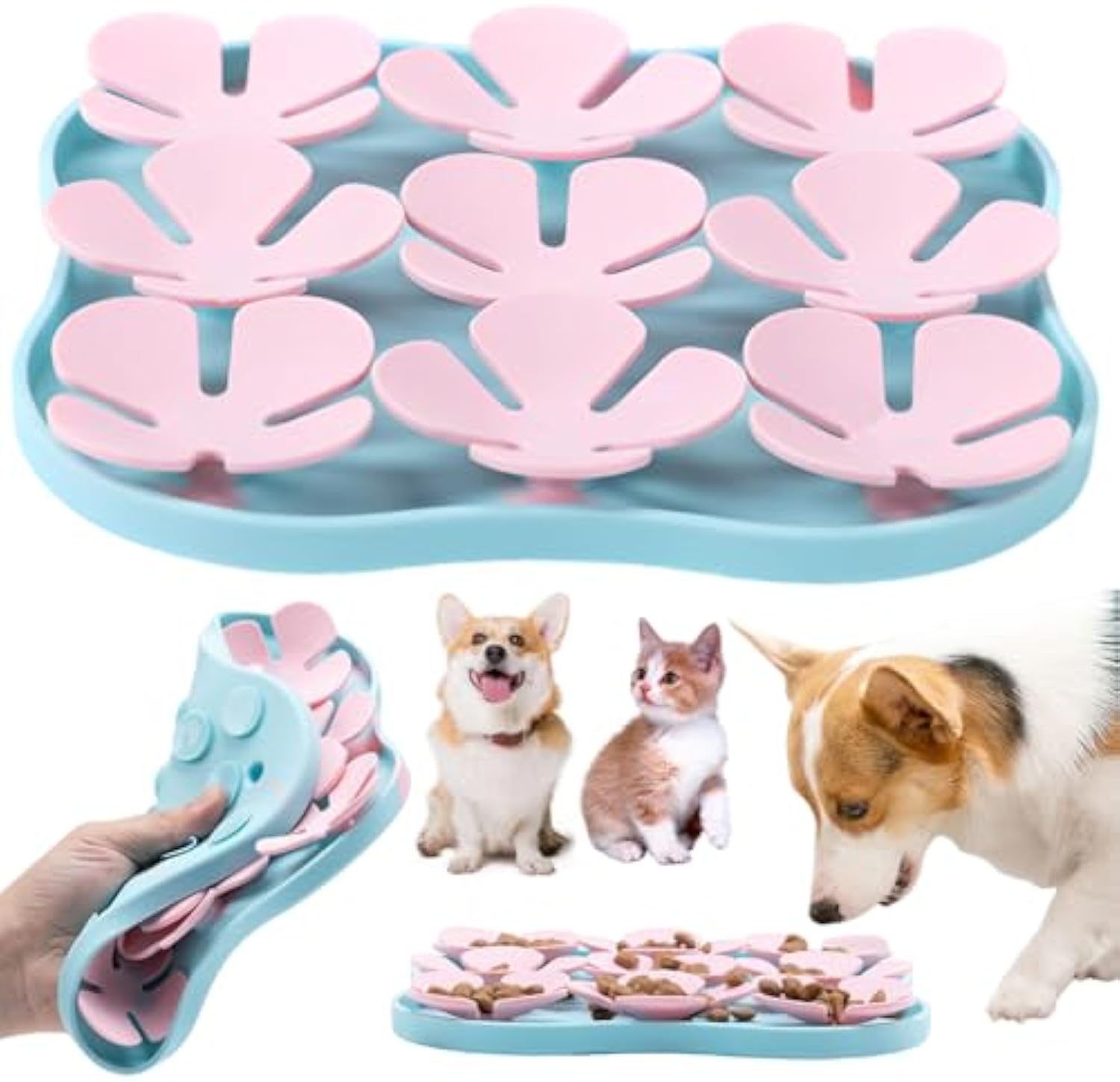 Slow Feeder Dog Bowls Silicone Slow Feeder Lick Down Eating Pet Calming Mat Anxiety Relief Training Wet Food Lick Pad With Suction Cup Interactive Feed Game Toy All Breed Dogs