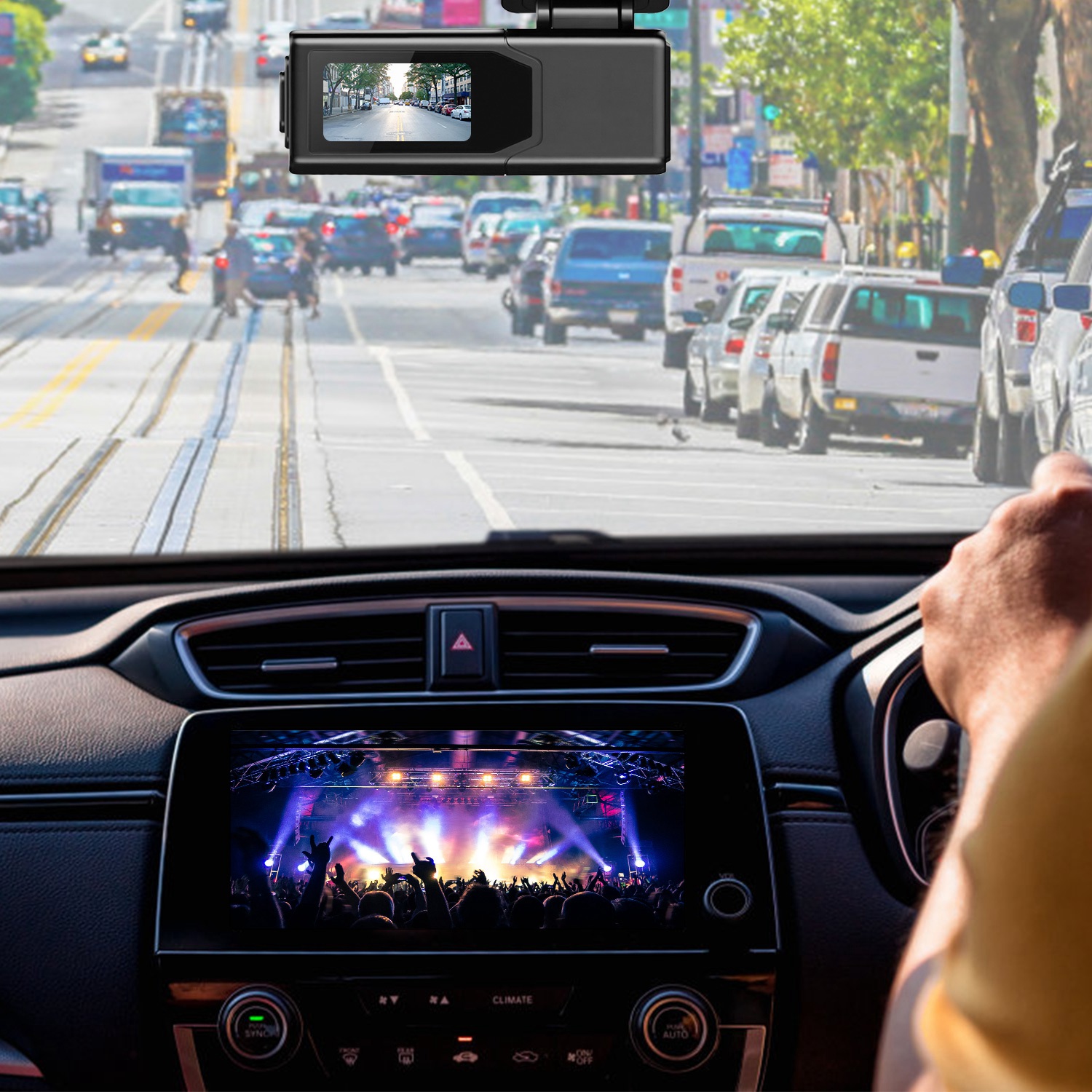 1Pc 2K HD Front Dash Cam For Car With IPS Screen Night Vision Loop Recording Included 32G Storage Card 140 Degree Wide Angle WiFi App Control Front Dashcam