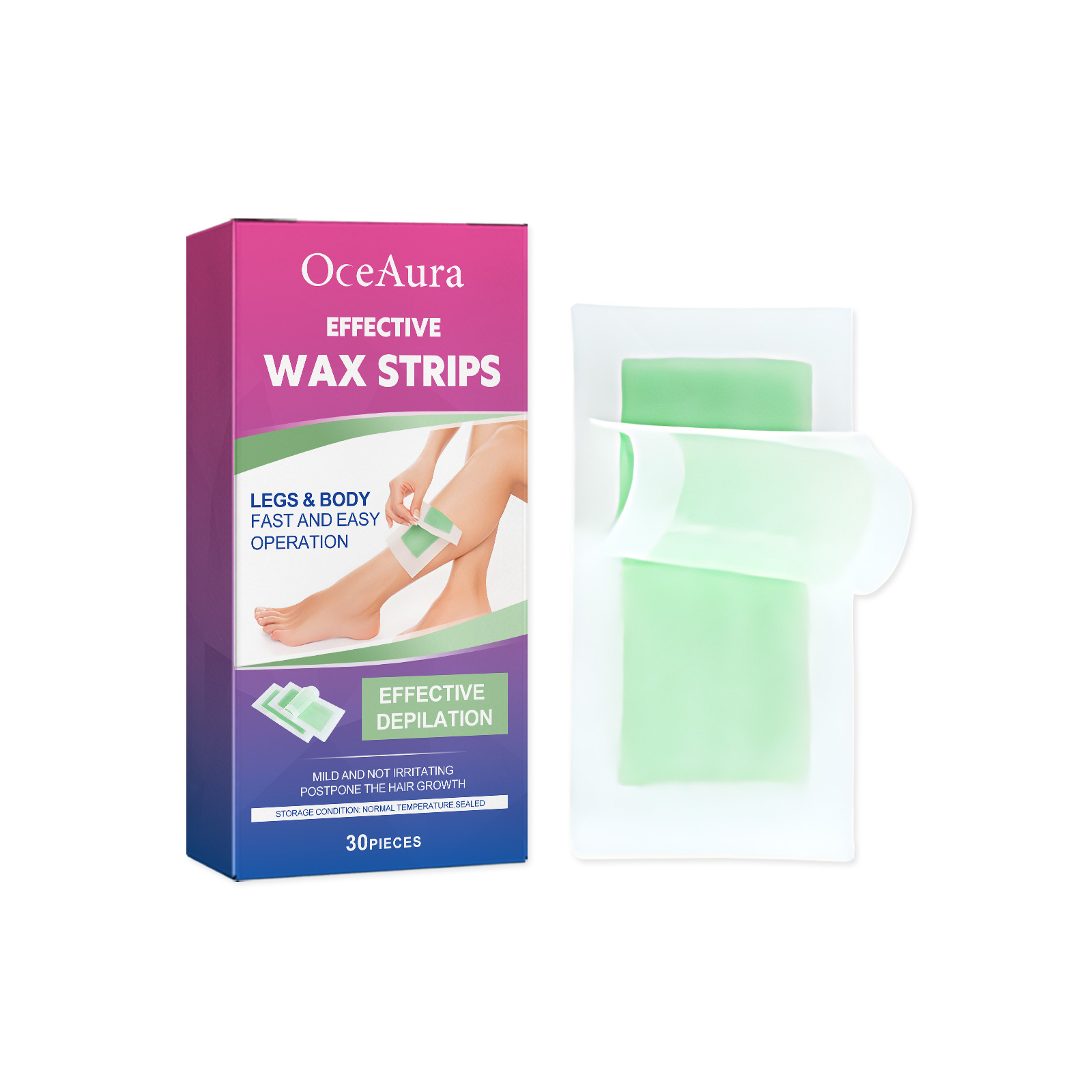 Aloe Scented Hair Removal Wax Paper 30pcs 1 Box